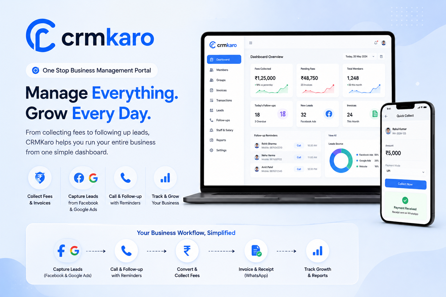 CRMKaro All-in-One Dashboard